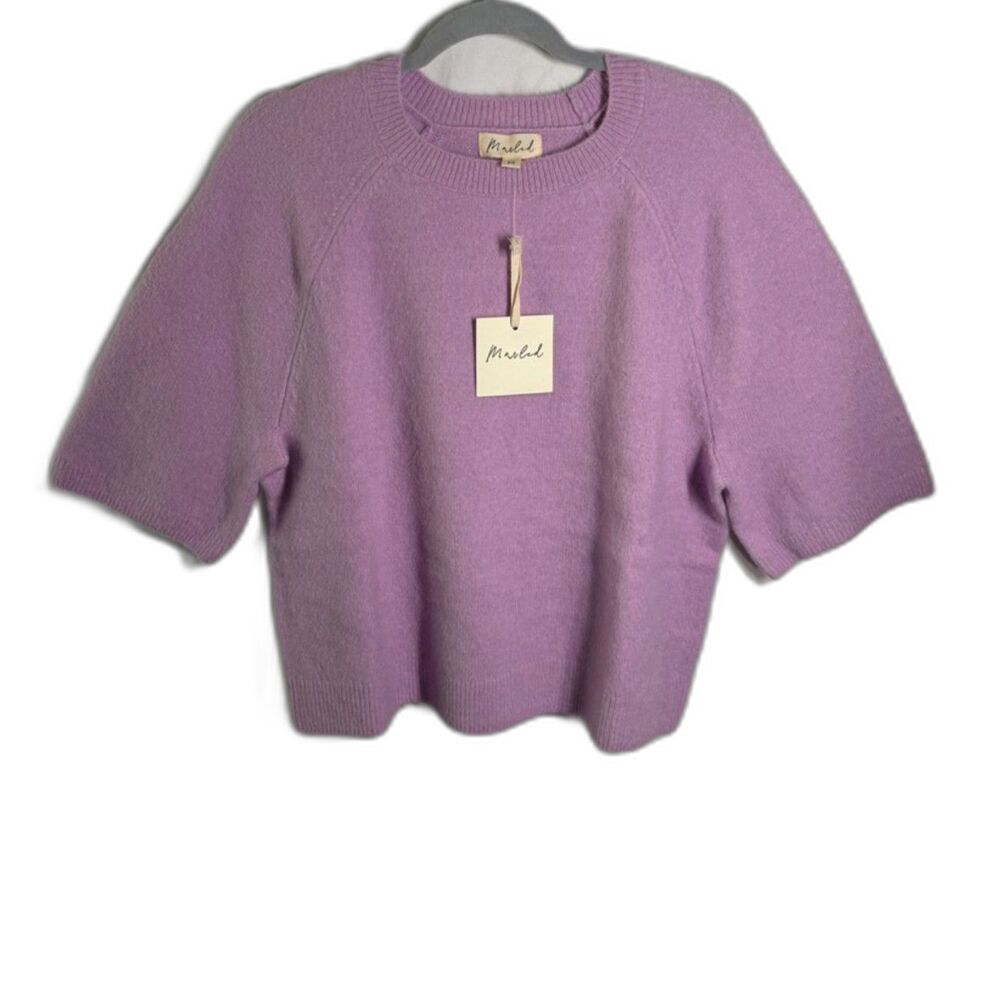 Marled Lavender Wool Blend Short Sleeve Sweater Women’s M NWT